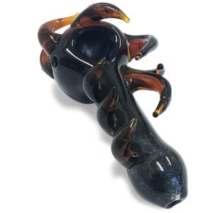 glass pipe The Horny Demon - A Unique Dark Glass Spoon Pipe